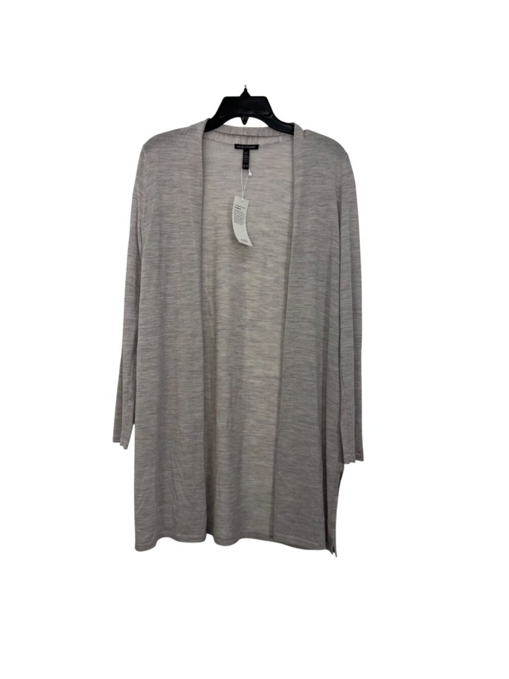 Eileen Fisher Womens Open Front Cardigan XXS Extra Fine Merino Wool Light Gray